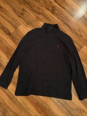 Ralph Lauren Dark Charcoal Half-Zip Pullover with Red Pony